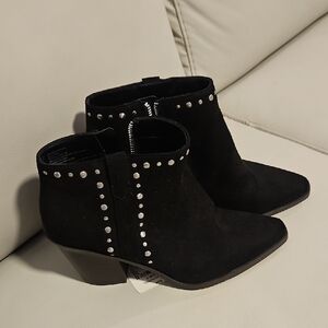 Darling Black Ankle Boots with Silver Studs